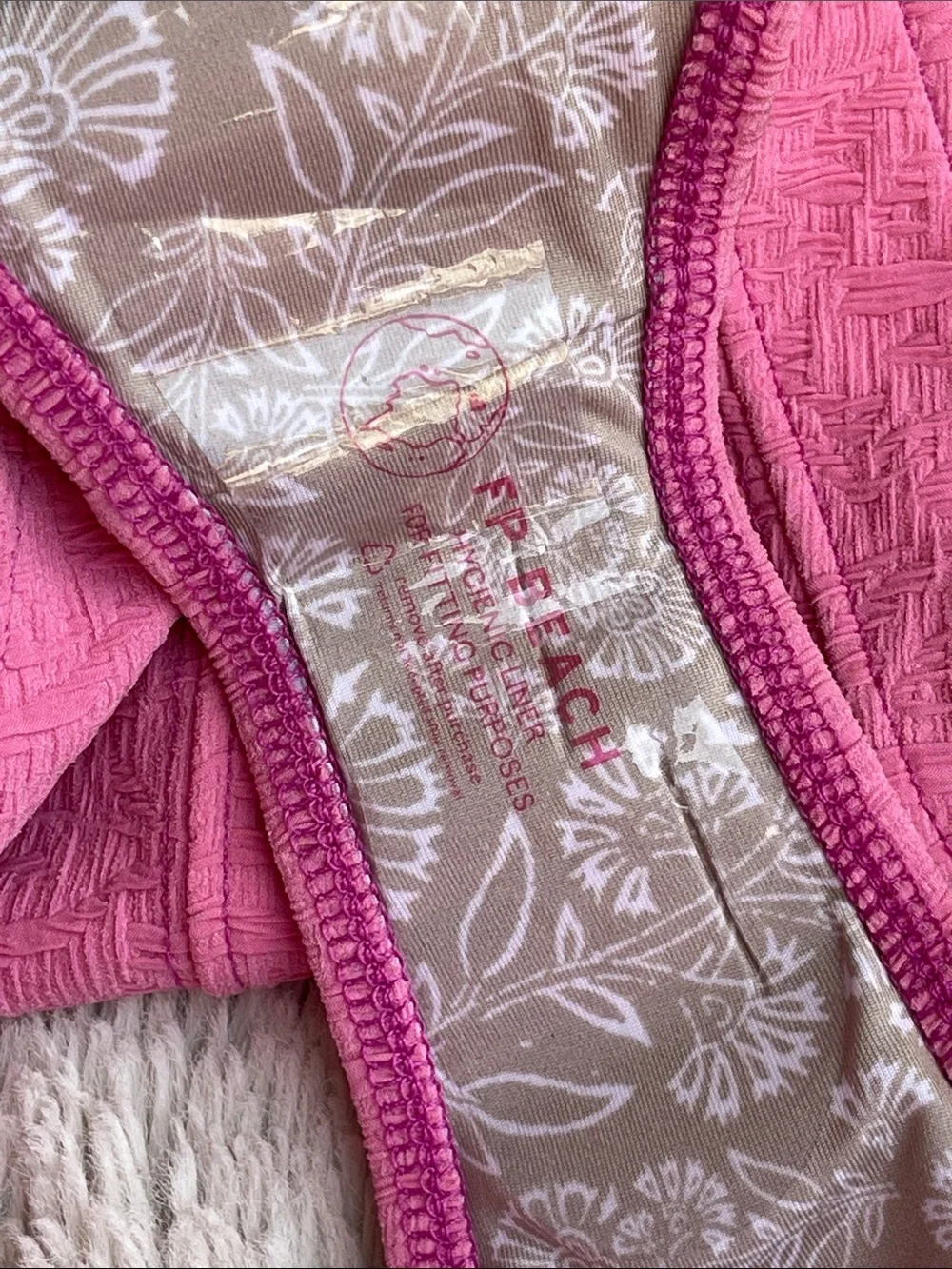 Free People Beach DylanTextured Pink High-Cut Bikini Bottom in Pink Size L
